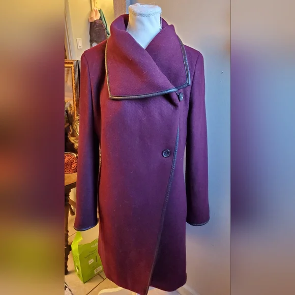 DKNY Women's Deep Burgundy Trench Coat - Picture 3 of 10